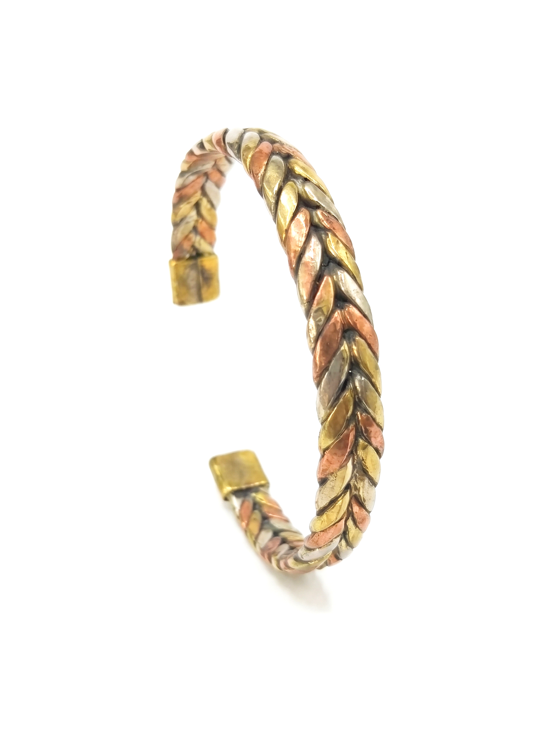 handmade-tri-metal-healing-cuff-bracelet-copper-brass-white-metal