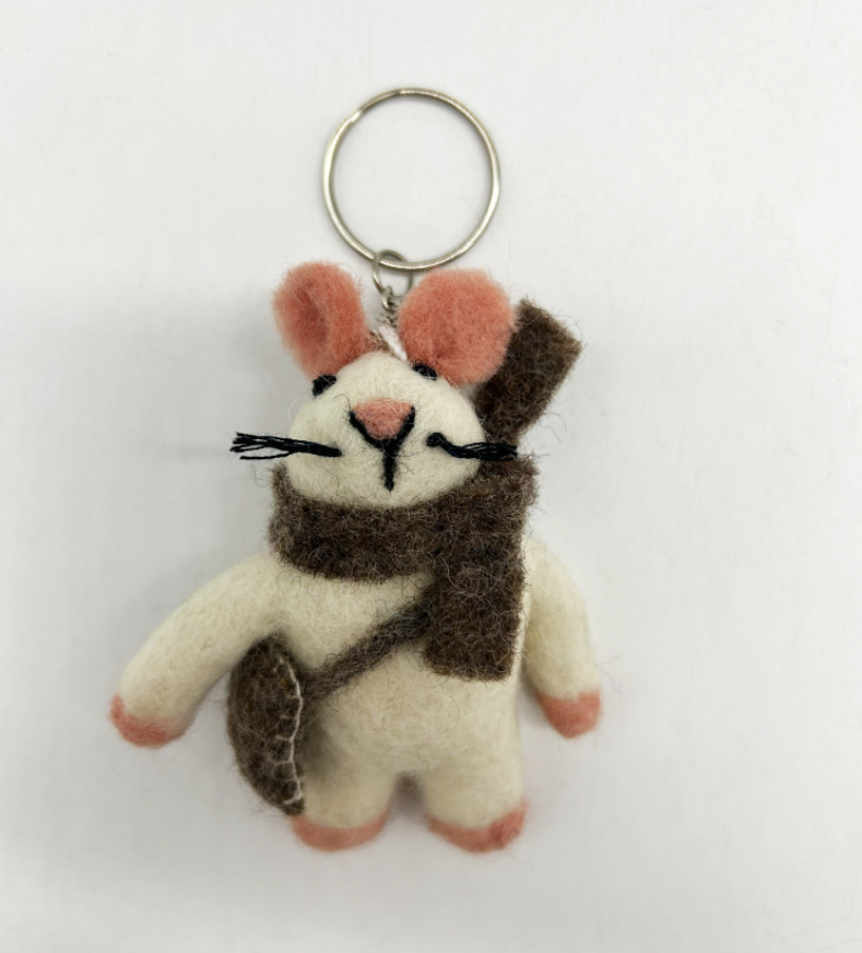 Handmade Wool Felt Mouse Keychain | Cute Animal Bag Charm