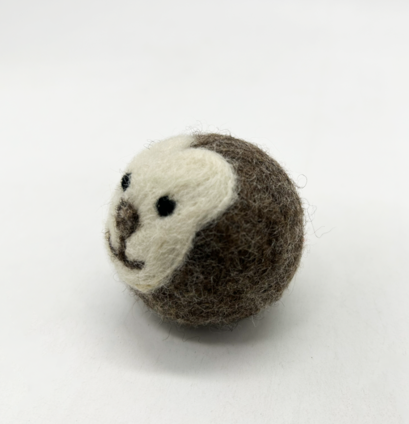 Monkey Ball Rattle Monkey Design Felt Rattle Ball | Eco-Friendly Wool Cat Toy