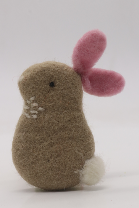 Handmade Needle-Felted Bunny– Natural Wool Rabbit Decor